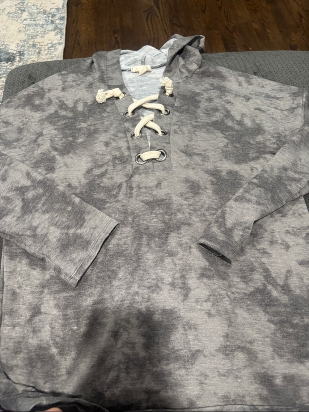 ⭐️2/$10 - Gray Tie-Dye Lace-Up Hoodie